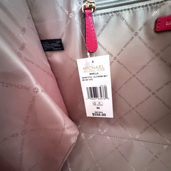 Michael Kors Medium Satchel Shoulder Tote Bag Palm Electric Pink Multi - Picture 10 of 13